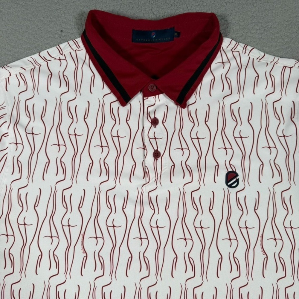Extracurricular Golf Polo Mens XL White Graphic Ladies Performance Stretch Logo